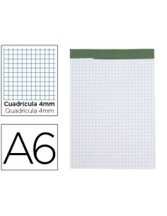 BLOC NOTAS LIDERPAPEL CUADRO 4 MM A6 80 HOJAS 60 G/M2 PERFORADO SIN TAPA
