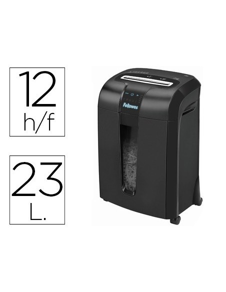 DESTRUCTORA DE DOCUMENTOS FELLOWES 73 CI CAPACIDAD DE CORTE 12 H DESTRUYE GRAPAS TARJETAS CLIPS Y CD 23 LITROS