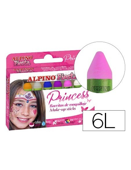 BARRA MAQUILLAJE ALPINO ESTUCHE DE MAQUILLAJE PRINCESS 6 COLORES
