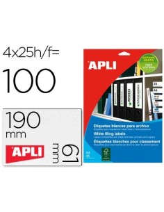 ETIQUETA ADHESIVA APLI 1233 TAMAÑO 190X61 MM PARA FOTOCOPIADORA LASER INK-JET CAJA 25 HOJAS CON 100