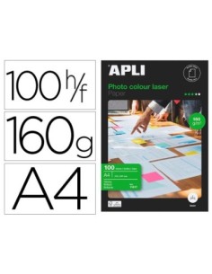 PAPEL FOTOGRAFICO APLI GLOSSY DOBLE CARA DIN A4 PACK DE 100 HOJAS 160 GR
