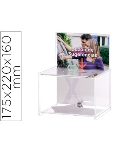 BUZON DE SUGERENCIAS ARCHIVO 2000 CON LLAVE DE POLIESTIRENO TRANSPARENTE 175X220X160 MM