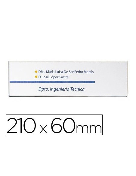 IDENTIFICADOR MURAL ARCHIVO 2000 PORTANOMBRE CON ADHESIVO TRASERO EN POLIESTIRENO TRANSPARENTE 210X60 MM