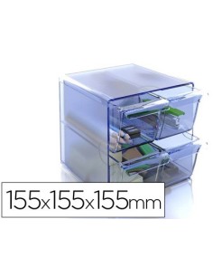 ARCHICUBO ARCHIVO 2000 4 CAJONES ORGANIZADOR MODULAR PLASTICO AZUL TRANSPARENTE 190X150X150 MM