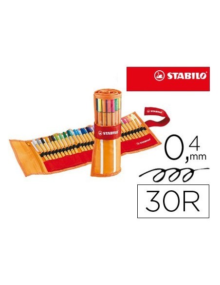 ROTULADOR STABILO PUNTA DE FIBRA POINT 88 ESTUCHE DE 30 UNIDADES SURTIDAS