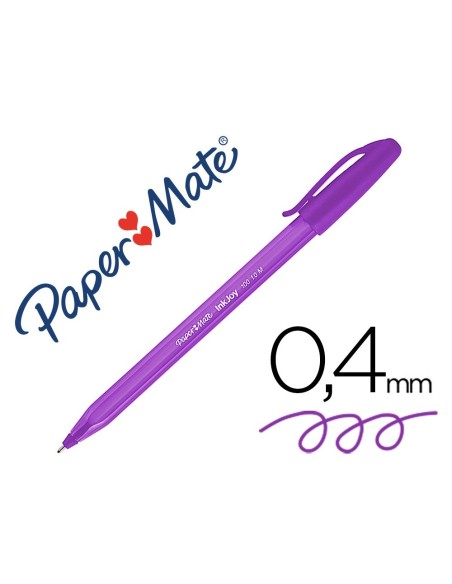 BOLIGRAFO PAPER MATE INKJOY 100 PUNTA MEDIA TRAZO 1 MM MORADO