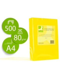 PAPEL COLOR Q-CONNECT DIN A4 80GR AMARILLO INTENSO PAQUETE DE 500 HOJAS