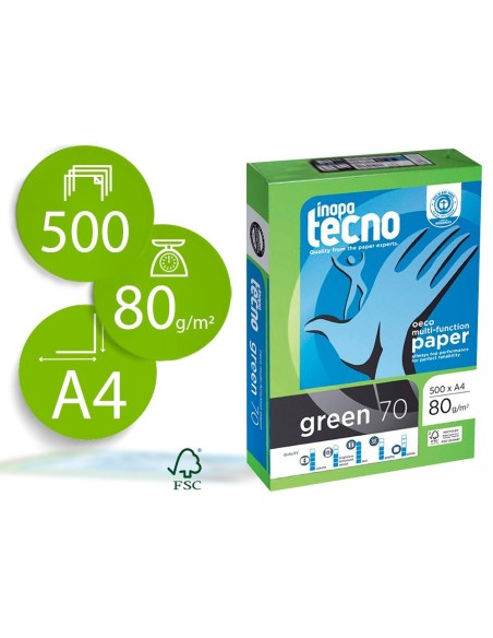 PAPEL FOTOCOPIADORA TECNO GREEN 100% RECICLADO DIN A4 80 GRAMOS PAQUETE DE 500 HOJAS
