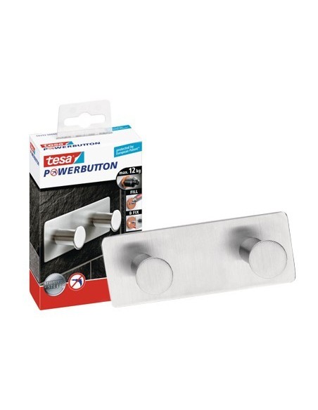 PERCHERO ADHESIVO TESA POWERBOTON DOBLE CARGA MAXIMA 12 KG 40X82X122 MM
