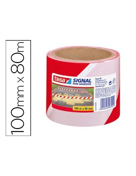 CINTA DE SEÑALIZACION TESA ROJO Y BLANCO 100MT X 80 MM
