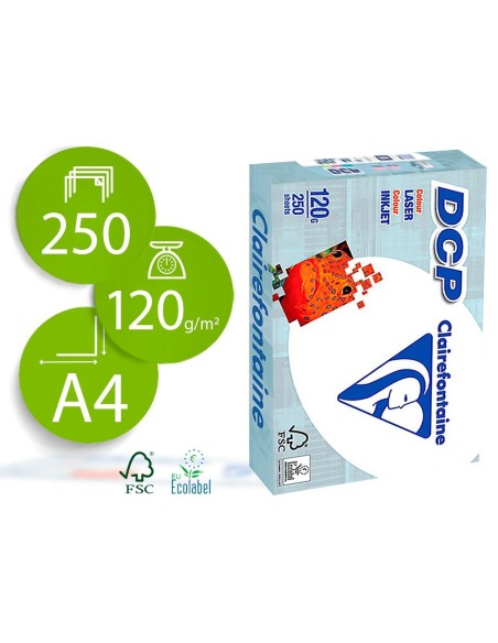PAPEL FOTOCOPIADORA CLAIREFONTAINE DIN A4 120 GRAMOS PAQUETE DE 250 HOJAS