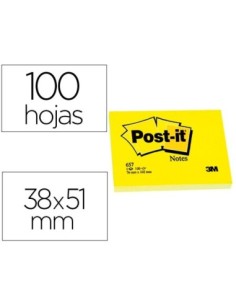 BLOC DE NOTAS ADHESIVAS QUITA Y PON POST-IT 38X51 MM CON 100HOJAS 653E