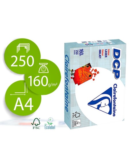 PAPEL FOTOCOPIADORA CLAIREFONTAINE DIN A4 160 GRAMOS PAQUETE DE 250 HOJAS