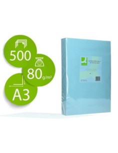 PAPEL COLOR Q-CONNECT DIN A3 80GR CELESTE PAQUETE DE 500 HOJAS