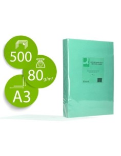 PAPEL COLOR Q-CONNECT DIN A3 80 GR VERDE PAQUETE DE 500 HOJAS