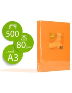 PAPEL COLOR Q-CONNECT DIN A3 80 GR NARANJA INTENSO PAQUETE DE 500 HOJAS