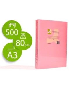 PAPEL COLOR Q-CONNECT DIN A3 80GR ROSA NEON PAQUETE DE 500 HOJAS