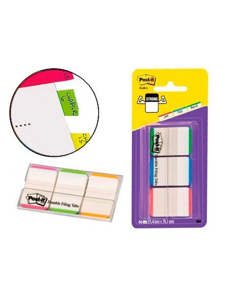 BANDERITAS SEPARADORAS POST-INDEX VERDE ROJO Y AZUL DISPENSADOR FUNDA 3X22