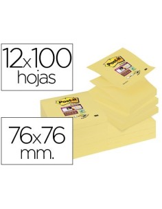 BLOC DE NOTAS ADHESIVAS QUITA Y PON POST-IT SUPER STICKY 76X76 MM ZIGZAG CON 12 BLOC AMARILLO CANARIO