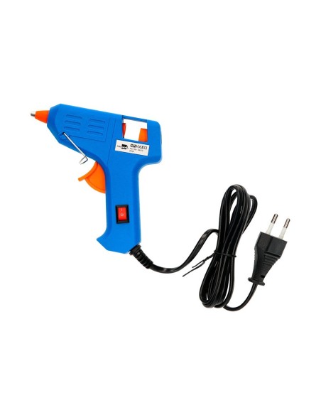 PISTOLA TERMOFUSIBLE MINI LIDERPAPEL DE 25W CON GATILLO DISPENSADOR Y 2 BARRAS DE REPUESTO DE 7 MM DIAMETRO X 100 MM