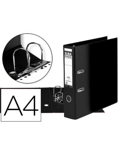ARCHIVADOR DE PALANCA ELBA CARTON FORRADO DIN A4 NEGRO LOMO DE 80 MM RADO