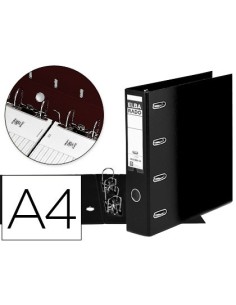 ARCHIVADOR DE PALANCA ELBA CARTON FORRADO DIN A4 NEGRO LOMO DE 75 MM RADO CON DOBLE MECANISMO