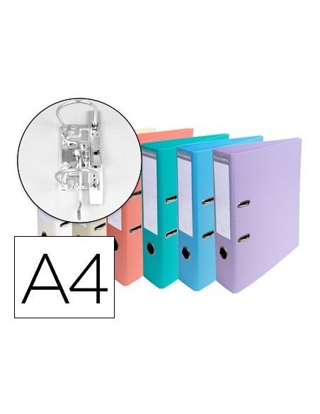 ARCHIVADOR DE PALANCA EXACOMPTA CARTON FORRADO PVC DIN A4 COLORES PASTELES SURTIDOS LOMO 70 MM CON