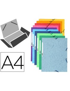 CARPETA EXACOMPTA GOMAS CARTULINA LUSTRADA TRES SOLAPAS DIN A4 COLORES SURTIDOS