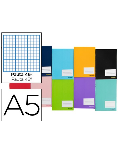 LIBRETA LIDERPAPEL SMART A5 32 HOJAS 60 G/M2 RAYADO N. 46 COLORES SURTIDOS