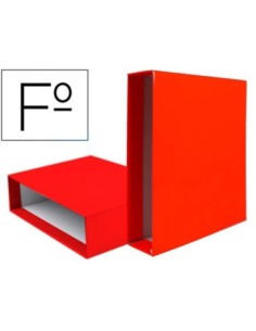 CAJA ARCHIVADOR LIDERPAPEL DE PALANCA CARTON FOLIO DOCUMENTA LOMO 82MM COLOR ROJO