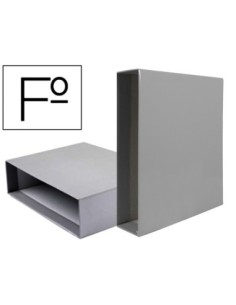CAJA ARCHIVADOR LIDERPAPEL DE PALANCA CARTON FOLIO DOCUMENTA LOMO 82MM COLOR GRIS