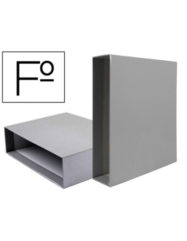 CAJA ARCHIVADOR LIDERPAPEL DE PALANCA CARTON FOLIO DOCUMENTA LOMO 82MM COLOR GRIS