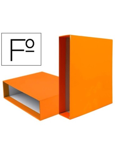 CAJA ARCHIVADOR LIDERPAPEL DE PALANCA CARTON FOLIO DOCUMENTA LOMO 82MM COLOR NARANJA