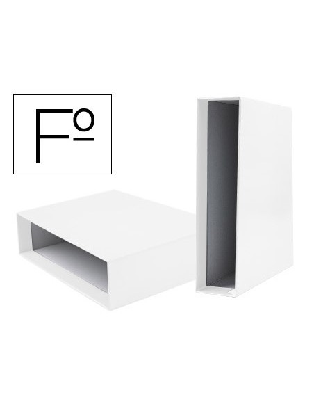 CAJA ARCHIVADOR LIDERPAPEL DE PALANCA CARTON FOLIO DOCUMENTA LOMO 82MM COLOR BLANCA