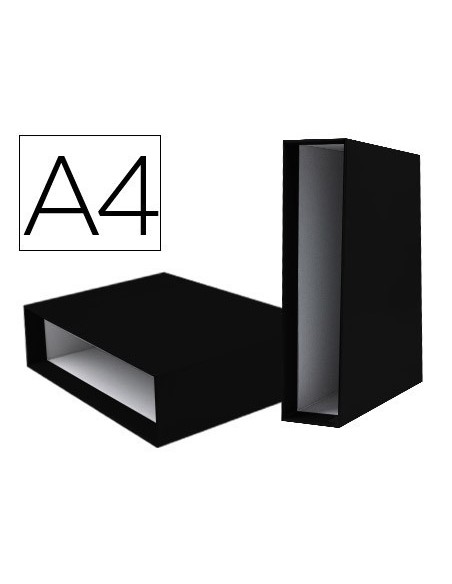CAJA ARCHIVADOR LIDERPAPEL DE PALANCA CARTON DIN-A4 DOCUMENTA LOMO 82MM COLOR NEGRO