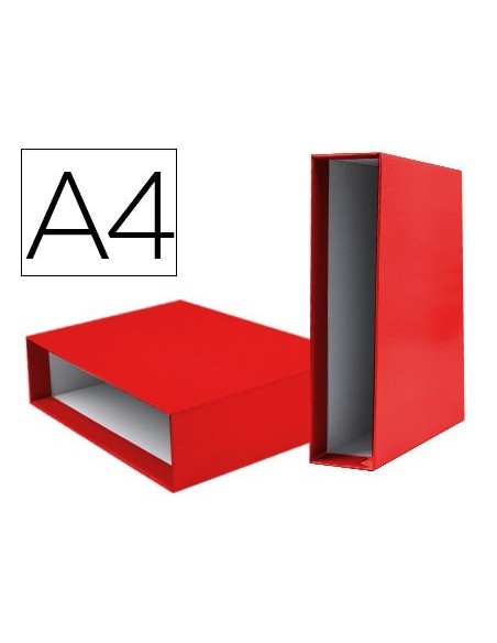 CAJA ARCHIVADOR LIDERPAPEL DE PALANCA CARTON DIN-A4 DOCUMENTA LOMO 82MM COLOR ROJO