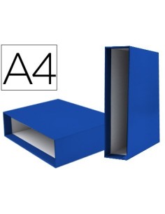 CAJA ARCHIVADOR LIDERPAPEL DE PALANCA CARTON DIN-A4 DOCUMENTA LOMO 82MM COLOR AZUL