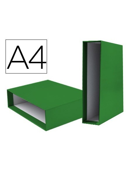 CAJA ARCHIVADOR LIDERPAPEL DE PALANCA CARTON DIN-A4 DOCUMENTA LOMO 82MM COLOR VERDE