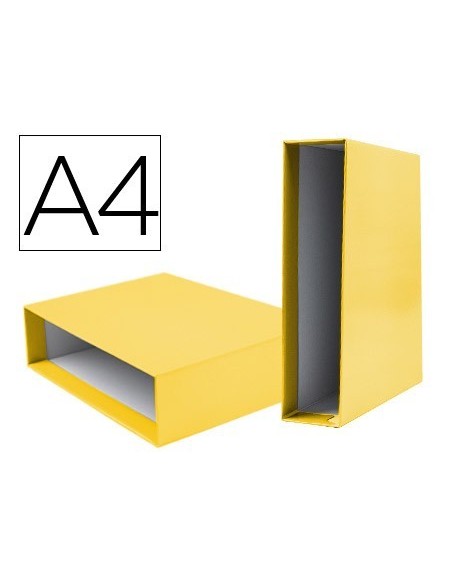 CAJA ARCHIVADOR LIDERPAPEL DE PALANCA CARTON DIN-A4 DOCUMENTA LOMO 82MM COLOR AMARILLO