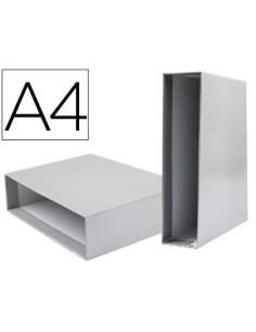 CAJA ARCHIVADOR LIDERPAPEL DE PALANCA CARTON DIN-A4 DOCUMENTA LOMO 82MM COLOR GRIS