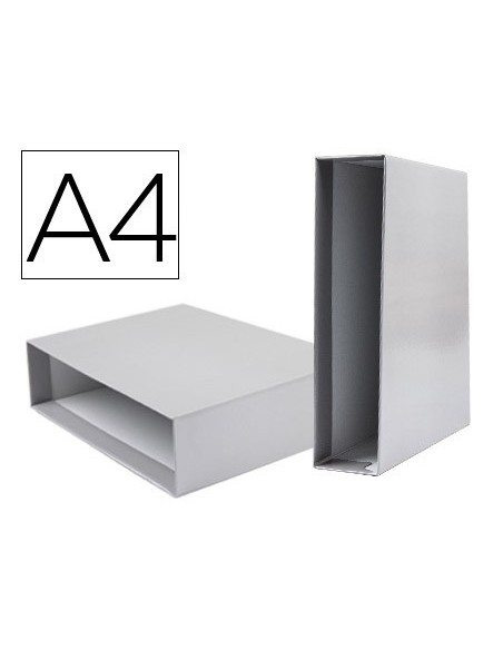 CAJA ARCHIVADOR LIDERPAPEL DE PALANCA CARTON DIN-A4 DOCUMENTA LOMO 82MM COLOR GRIS