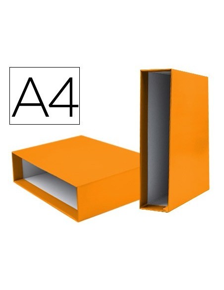 CAJA ARCHIVADOR LIDERPAPEL DE PALANCA CARTON DIN-A4 DOCUMENTA LOMO 82MM COLOR NARANJA