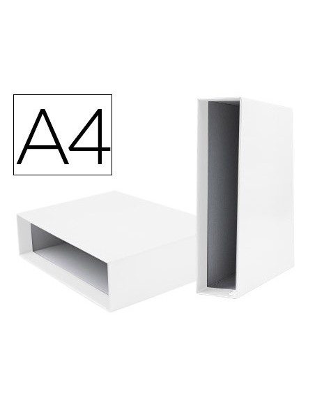 CAJA ARCHIVADOR LIDERPAPEL DE PALANCA CARTON DIN-A4 DOCUMENTA LOMO 82MM COLOR BLANCA