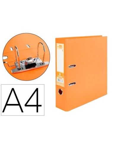 ARCHIVADOR DE PALANCA LIDERPAPEL A4 DOCUMENTA FORRADO PVC CON RADO LOMO 75MMNARANJA COMPRESOR METALICO