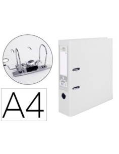 ARCHIVADOR DE PALANCA LIDERPAPEL A4 DOCUMENTA FORRADO PVC CON RADO LOMO 75MMBLANCO COMPRESOR METALICO