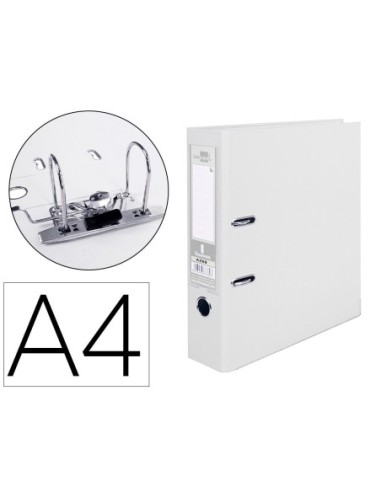 ARCHIVADOR DE PALANCA LIDERPAPEL A4 DOCUMENTA FORRADO PVC CON RADO LOMO 75MMBLANCO COMPRESOR METALICO