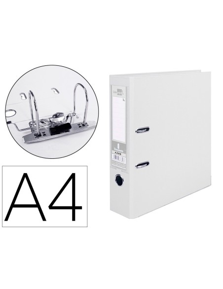 ARCHIVADOR DE PALANCA LIDERPAPEL A4 DOCUMENTA FORRADO PVC CON RADO LOMO 75MMBLANCO COMPRESOR METALICO