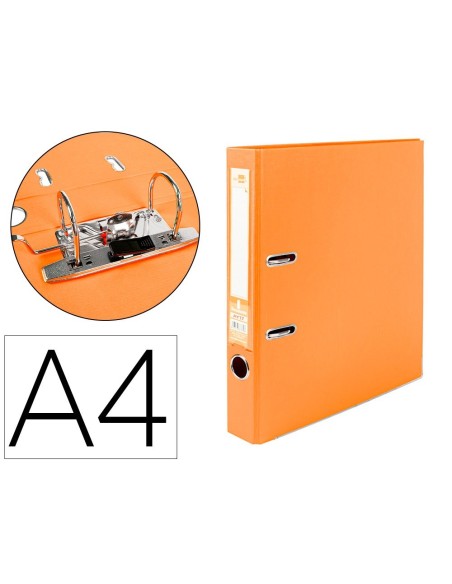 ARCHIVADOR DE PALANCA LIDERPAPEL A4 DOCUMENTA FORRADO PVC CON RADO LOMO 52MMNARANJA COMPRESOR METALICO