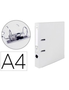 ARCHIVADOR DE PALANCA LIDERPAPEL A4 DOCUMENTA FORRADO PVC CON RADO LOMO 52MMBLANCO COMPRESOR METALICO