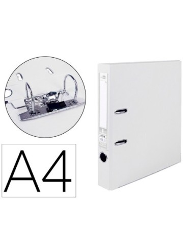 ARCHIVADOR DE PALANCA LIDERPAPEL A4 DOCUMENTA FORRADO PVC CON RADO LOMO 52MMBLANCO COMPRESOR METALICO